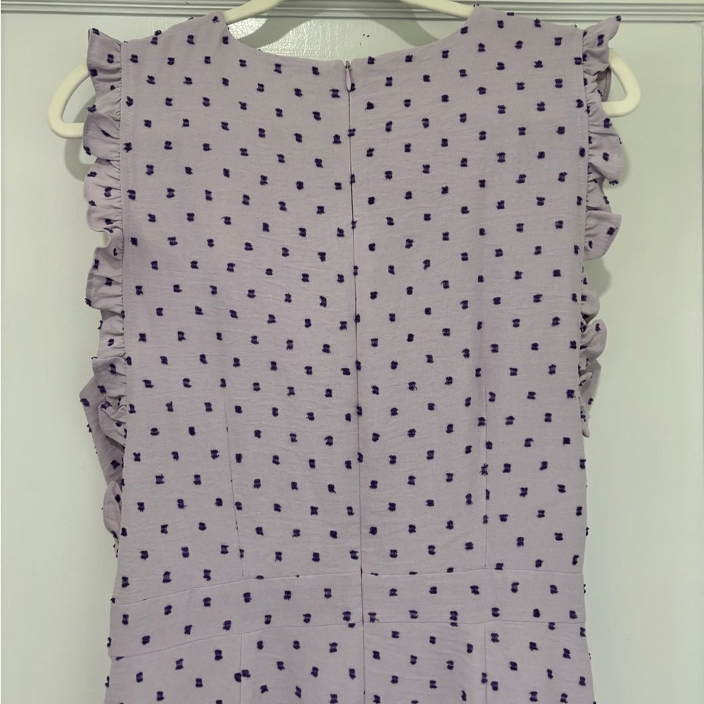NWT Maggy London Lilac & Purple Polka Dot Midi Dress - Picture 9 of 11